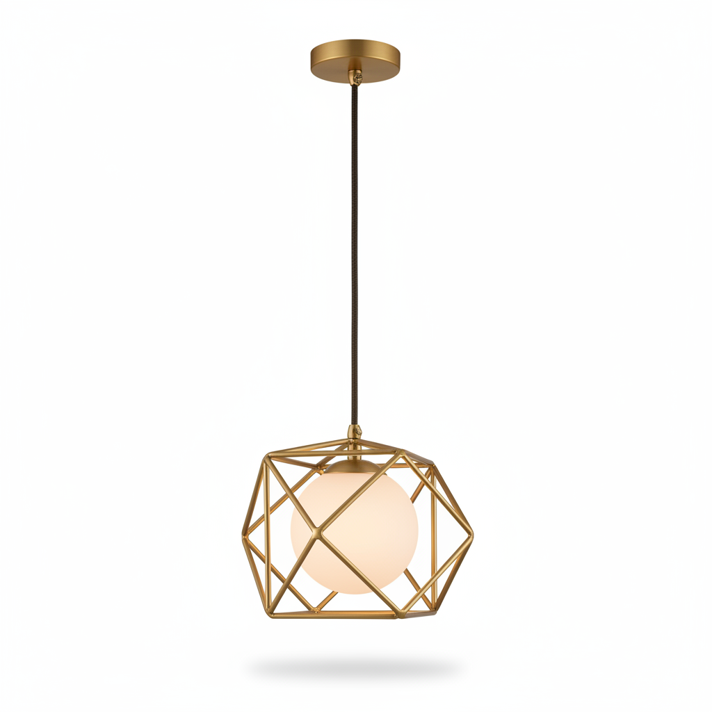 Suspension géométrique laiton doré