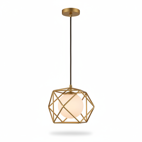 Suspension géométrique laiton doré