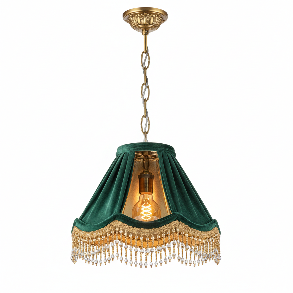 Suspension velours vert vintage